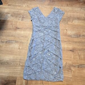 Elegant Gray Scarlett Lace & Sequin Dress